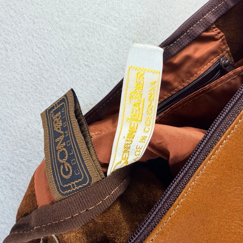 Vintage Gonari Colombia Tan Leather Messenger Bag Crossbody Satchel 15x11